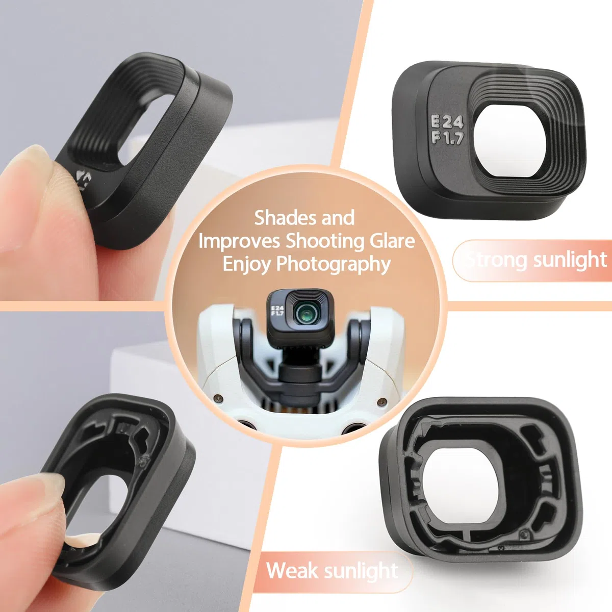 Sostituzione per DJI Mini 3/Mini 3 PRO Cornice per Fotocamera con Giunto Cardanico per DJI Mini 3 PRO Copertura di Copriobiettivo Cardanico Compatibile con Panno per la Pulizia Accessori