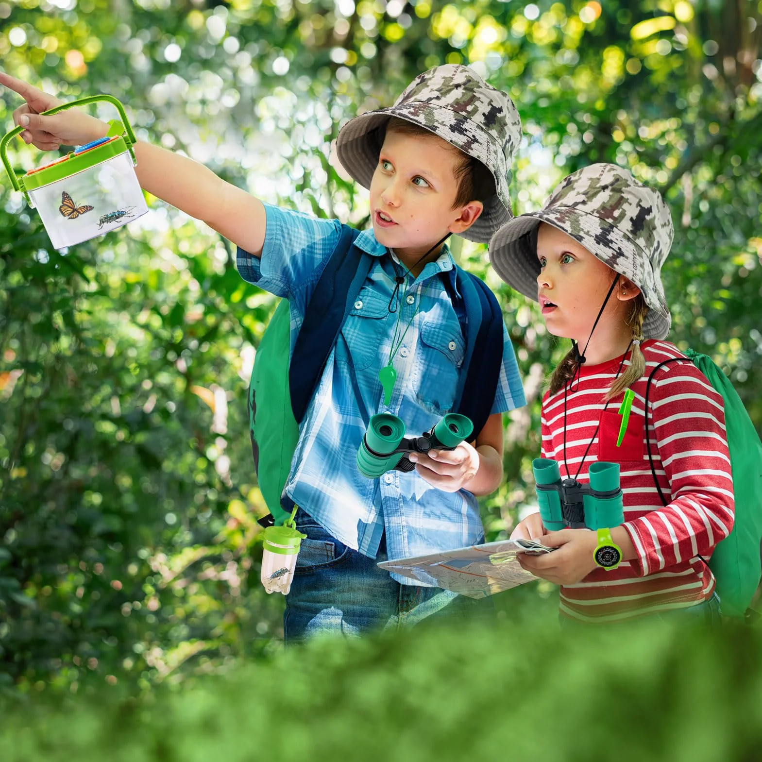 Set di Giocattoli da Esploratore Esterno, Set Explorer Outdoor Giocattoli, Set di Esplorazione per Bambini Binocolo, Regalo per età 3, 4, 5, 6, 7, 8+, Anni, Ragazzi, Ragazze, Bambini