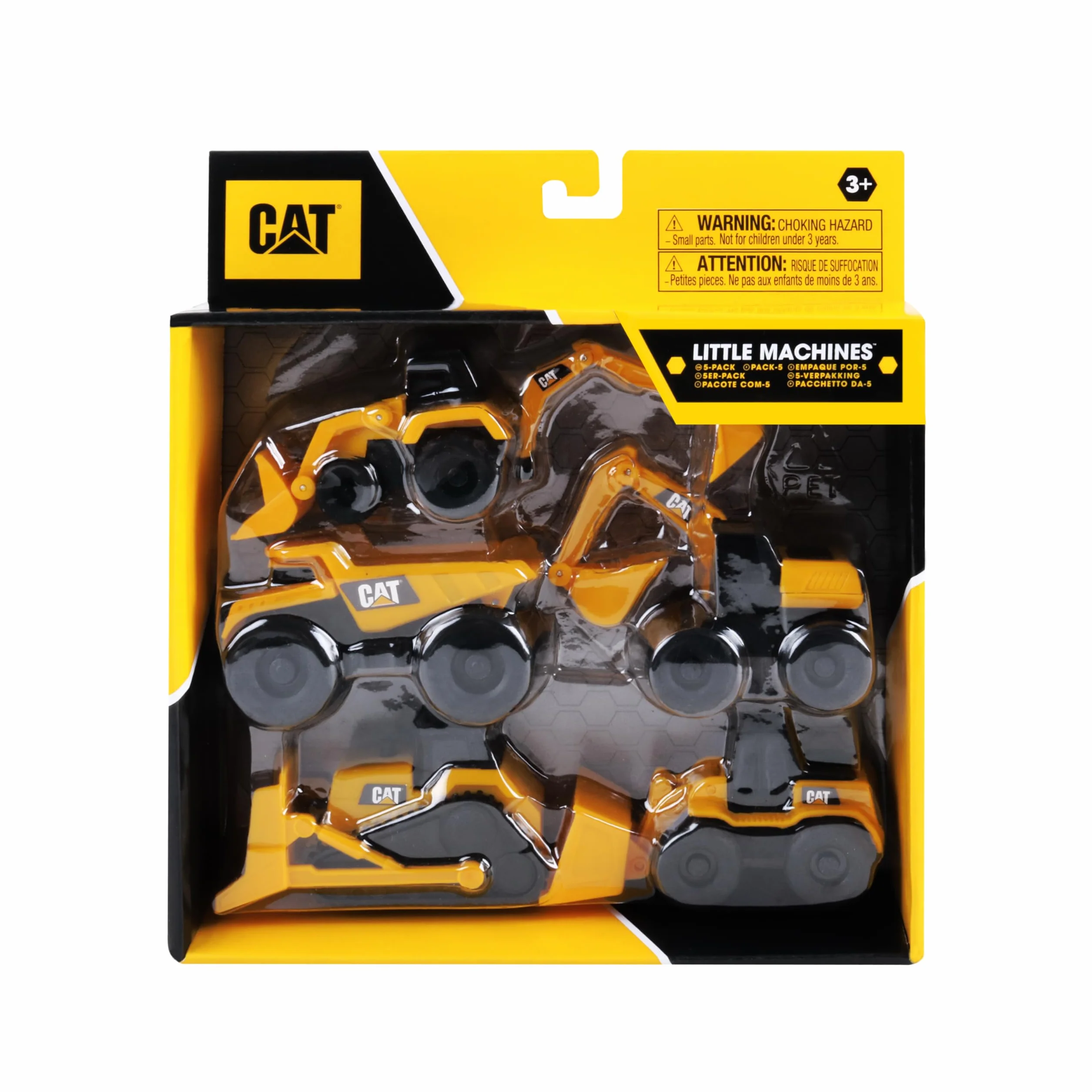 CatToysOfficial, 5 Mezzi da Cantiere CAT Little Machines per Bambini - Camion Ribaltabile, Pala, Bulldozer, Terna, Escavatore | Giochi per 3 Anni+