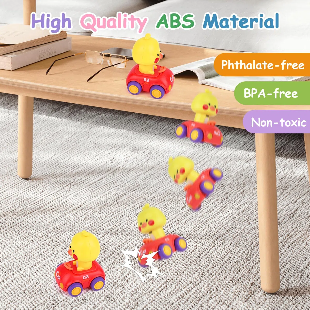 Weinsamkeit 4 Pcs Macchinine Press and Go, Macchinine Giocattolo di Animali, Giochi Macchinine per Bambini 1 Anni, Macchinine Giocattolo Inerzia per 1 2 3 Bambini e Bambine, Natale Compleanno Regalo