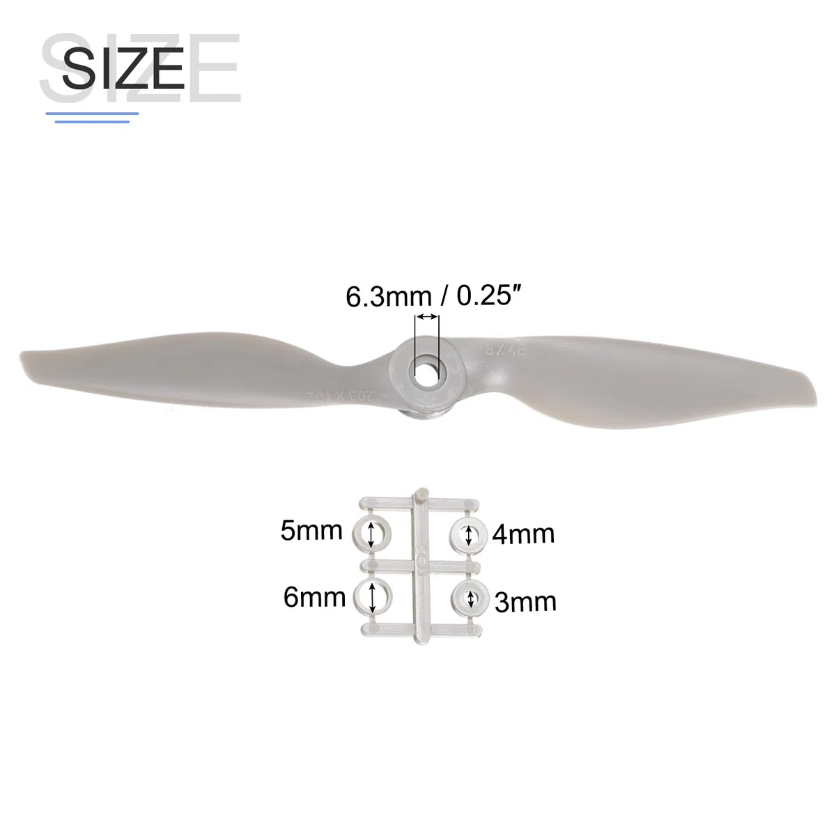 QUARKZMAN RC Eliche 2 Paletta Lame Attrezzi 7x5 Pollici Grigio con Adattatori cerchi per Elettrico Aereo Aereoplano, 4pz