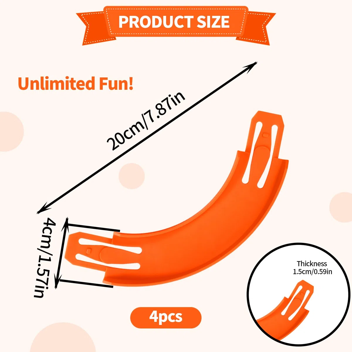 4pz Connettori Pista per Hot Wheels, Premium ABS 90 Gradi Connettori per Pista Curva Componenti Traccia Macchinine Giocattolo Compatibili con Hot Wheels (Arancione)