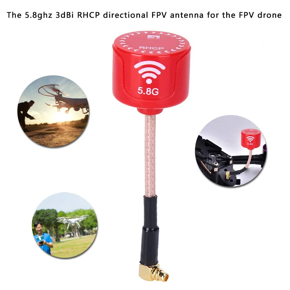 5.8 GHz 3dBi LHCP Antenna Direzionale Pieghevole per Drone RC FPV Racing, Accessori Parti RC Rosso (UFL)