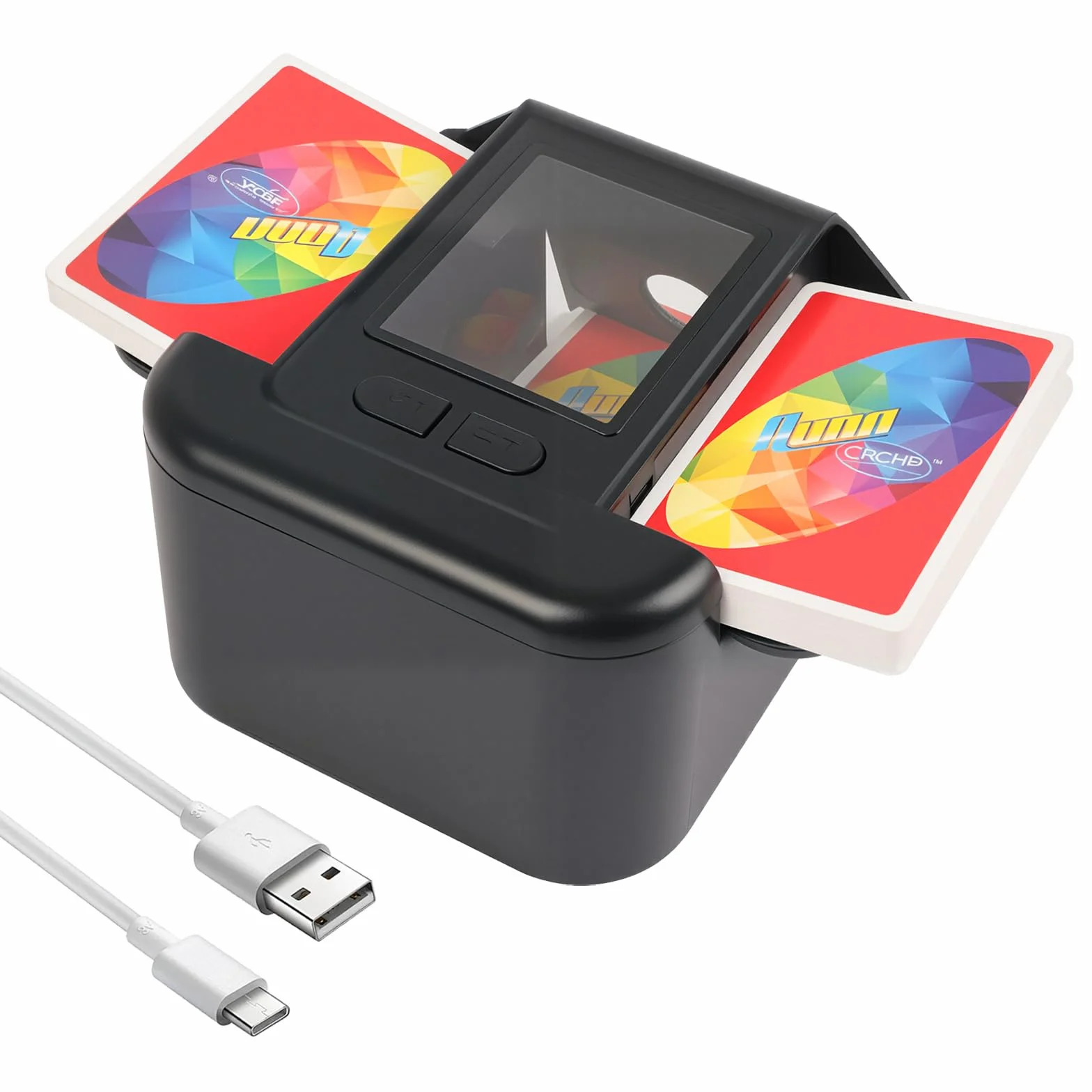 Mescolatore Automatico di Carte, Mischia Carte con Batteria Ricaricabile 2000mAh, Miscelatore a Basso Rumore per Poker, Uno, Skip Bo (Nero)