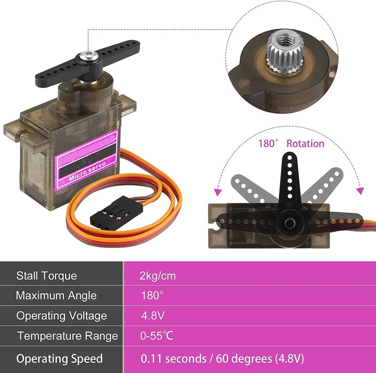 HUAZIZ 4 Pezzi Servo Micro Motor Gear Servo ad Alta velocità per RC Smart Robot Helicopter Car Plane Boat Compatibile con Arduino