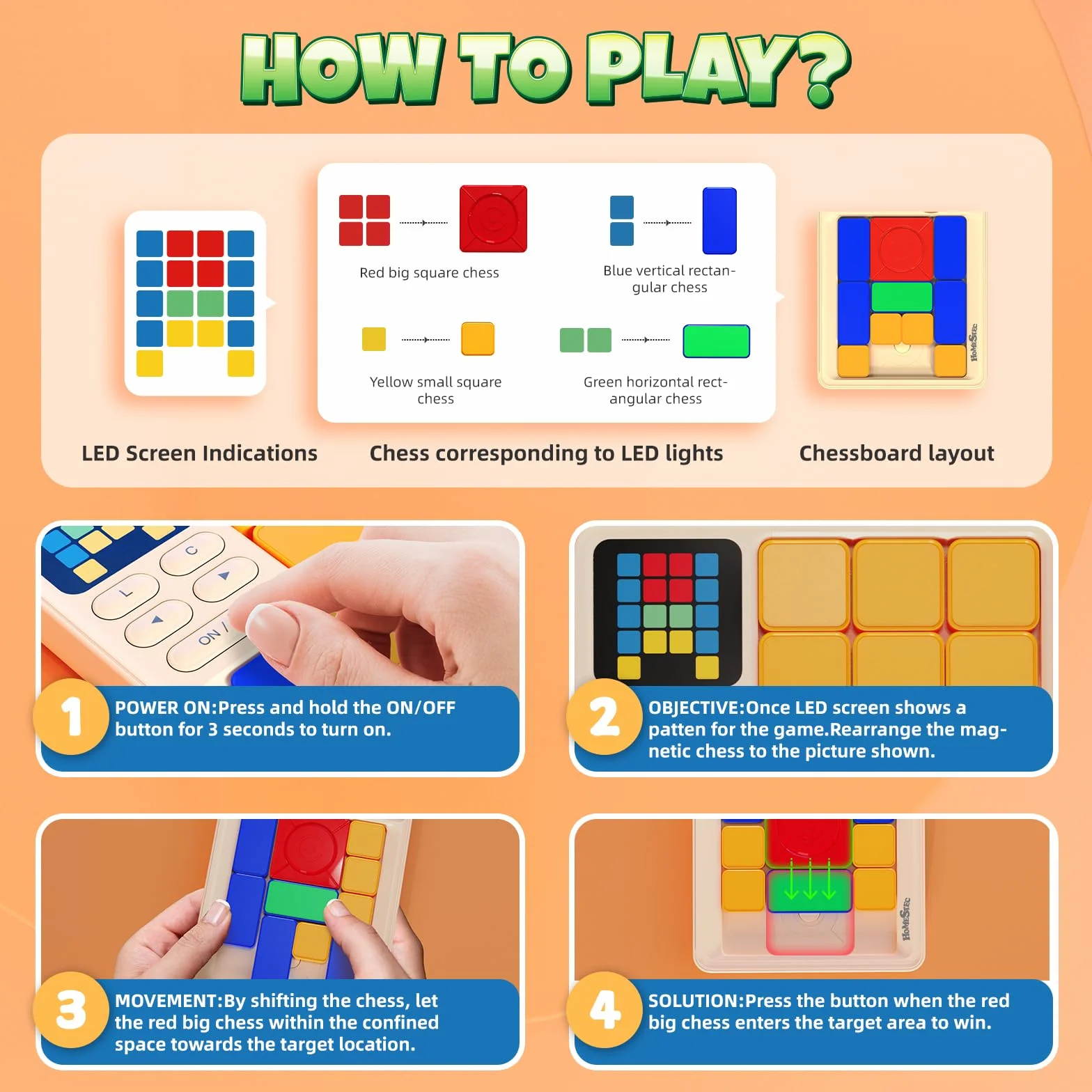 HOMESTEC Puzzle Rompicapo Scorrevole, Palmare da Gioco Elettronico, 520 Livelli e 3 Modalità di Gioco, Giocattolo Educativo per Bambini e Adulti, Regali di Natale, regali di compleanno