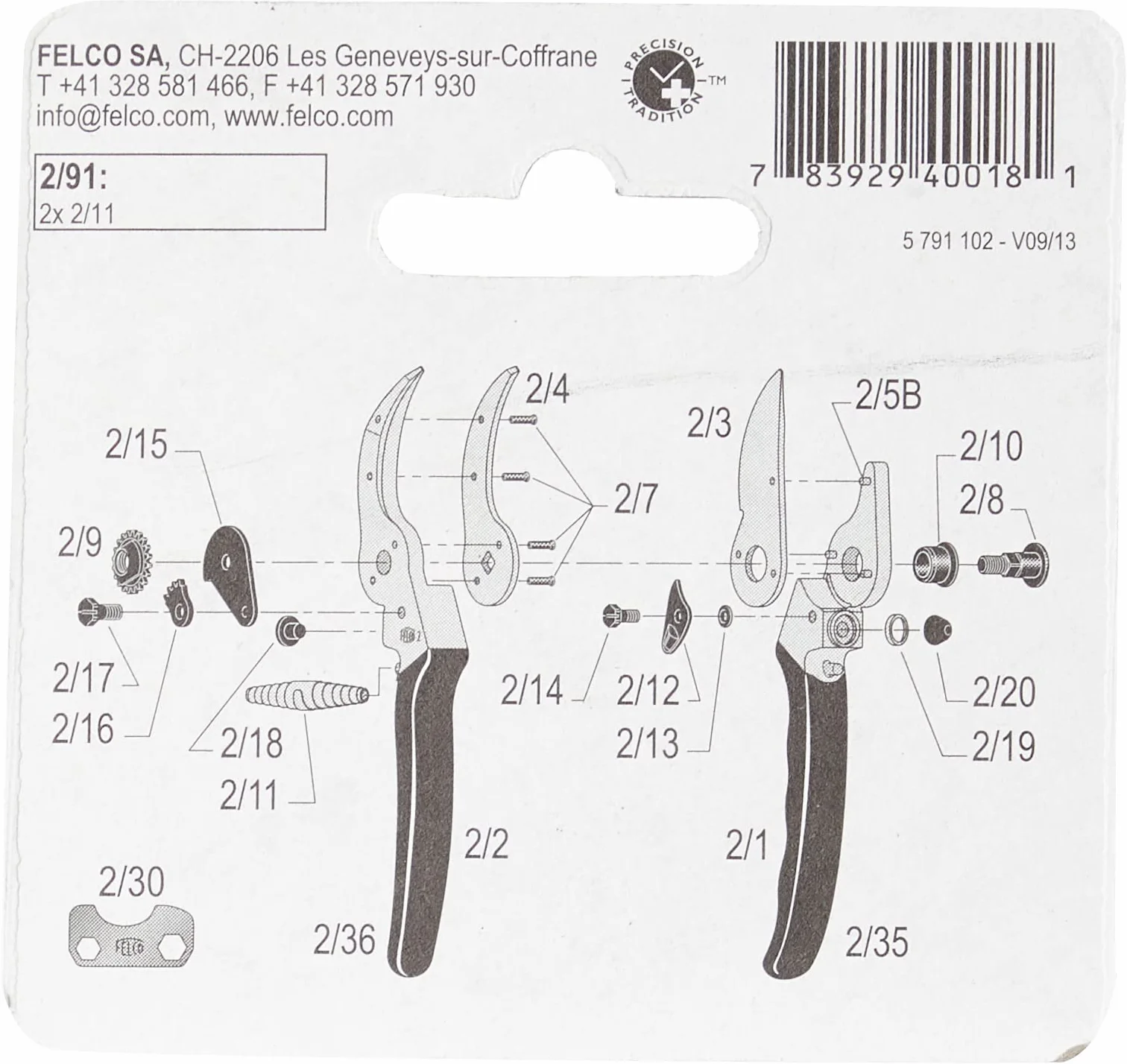 FELCO Molle di Ricambio per Modelli 2/4/7/8/9/10/11/100