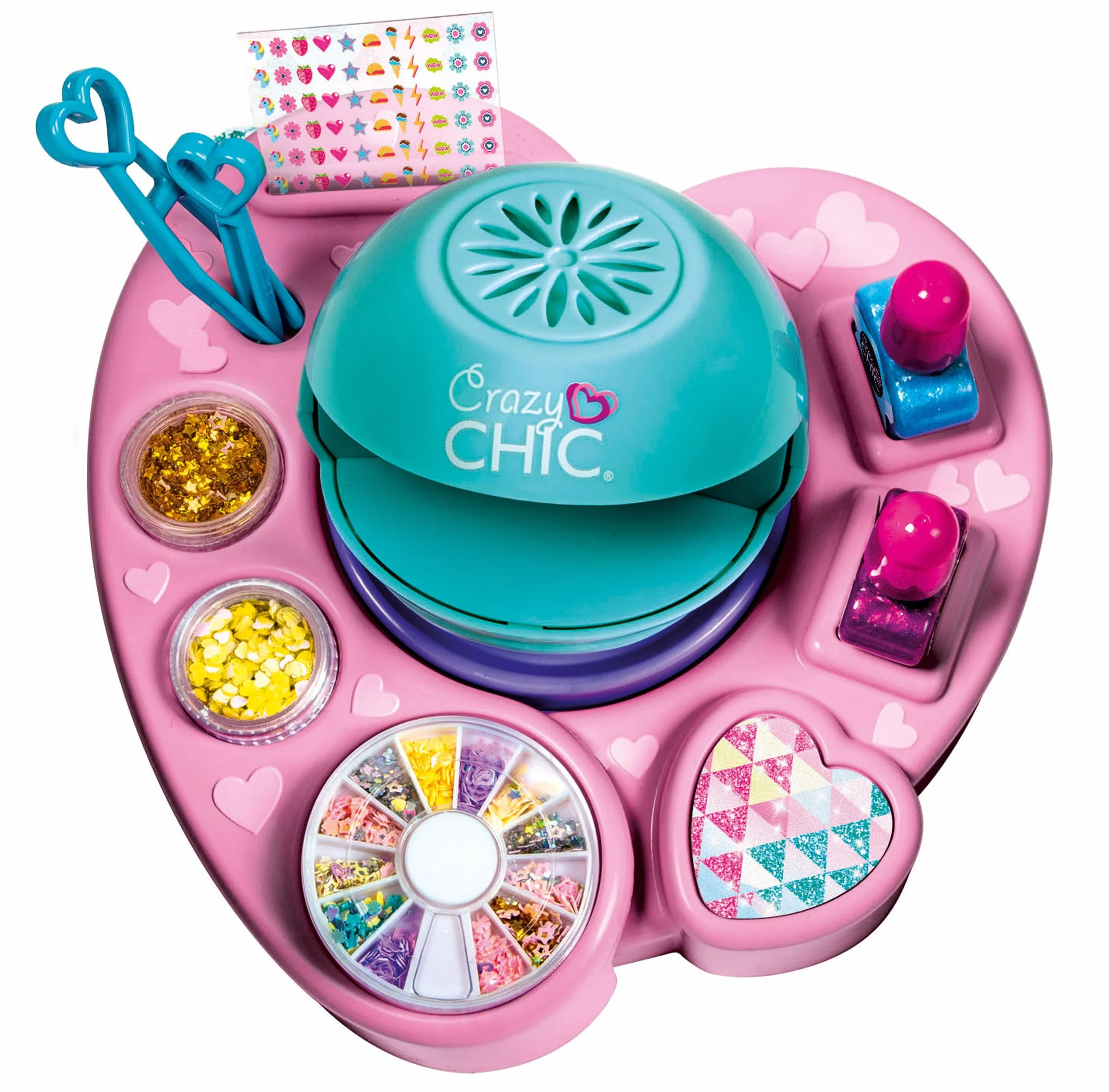 Clementoni - Set per Decorare Unghie Bambina, Crazy Chic Cool Nails, Gioco Creativo, Atelier Unghie con Smalti e Macchina Asciugasmalto, Idea Regalo per Bambine 6 Anni, 18599