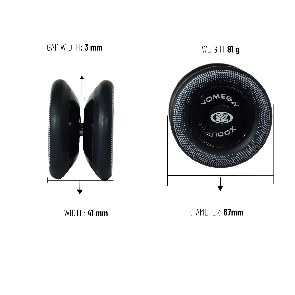 Yomega Xodus II YoYo, con tecnologia di cuscinetti a rulli, cerchi in gomma e design a forma di ala, gioco professionale reattivo YoYos livello intermedio (nero)