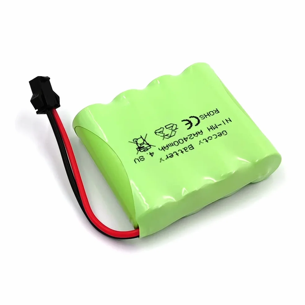 Batteria da 4,8 V, pacco batteria nimh da 2400 mAh, batteria ricaricabile RC con cavo di ricarica, spina SM 2P per camion RC 1:18, 1:16, 1:14, auto telecomandata, camion RC 4x4