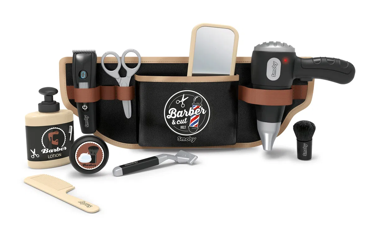 Smoby- Barber Cintura del Barbiere, 7600320152, +3 Anni, asciugacapelli Elettrico, Accessori Meccanici