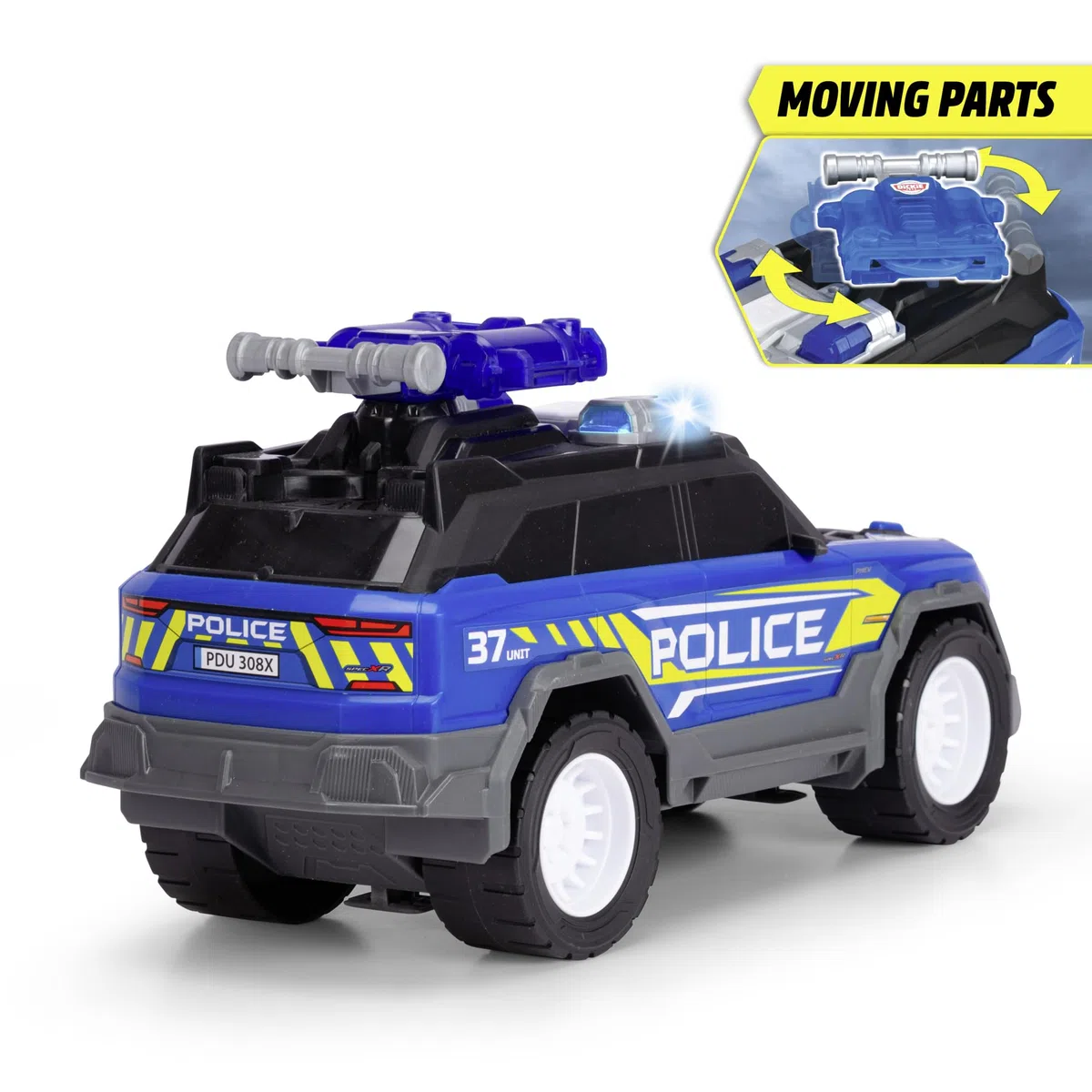 Dickie Toys - Police SUV 30 cm, a partire dai 3 anni, con funzione di tiro e accessori, con luci e suoni, batterie incluse, 203306022