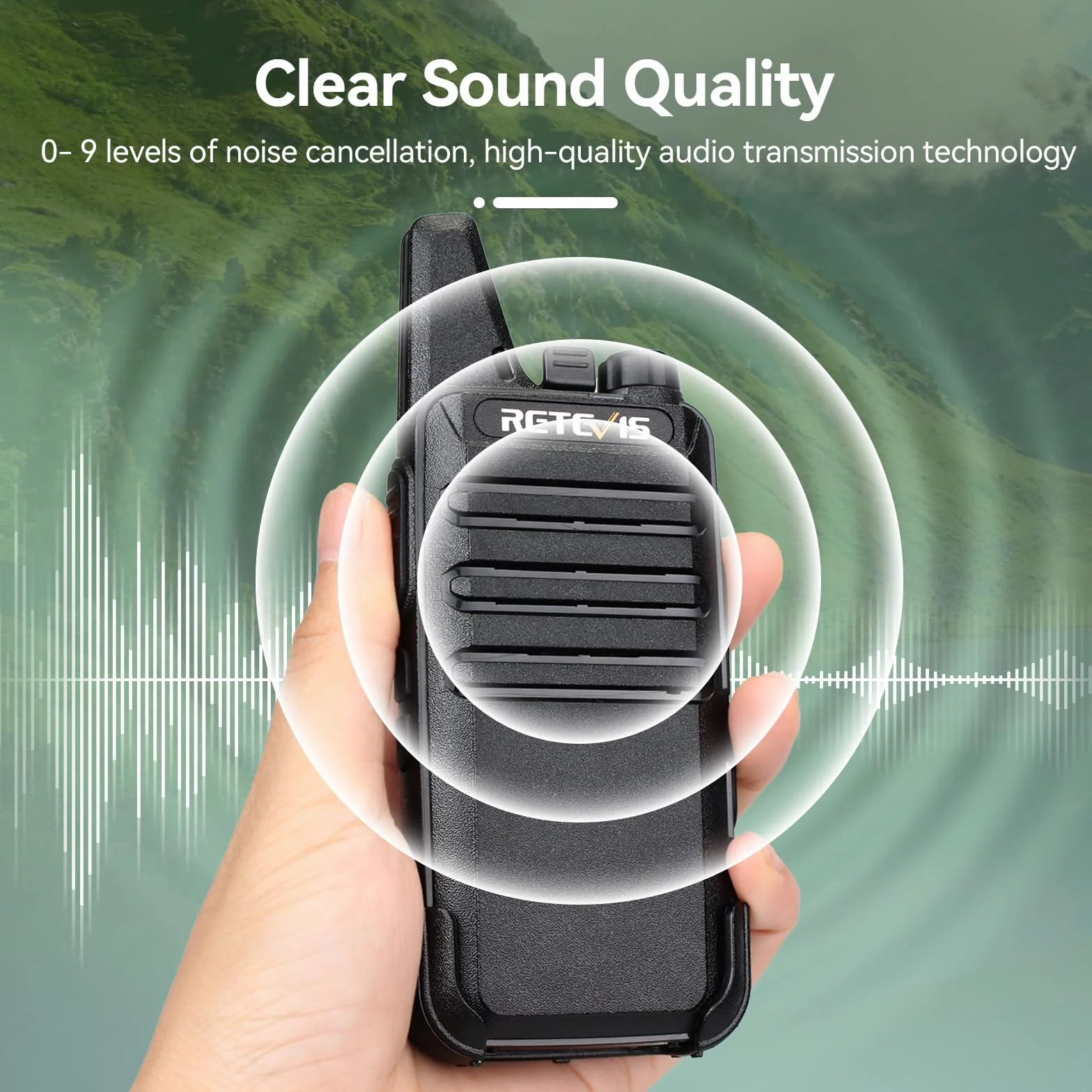 Retevis RT622 Walkie-Talkie PMR446 Radio Portatile Ricaricabile VOX ABS Nero 1 Paio