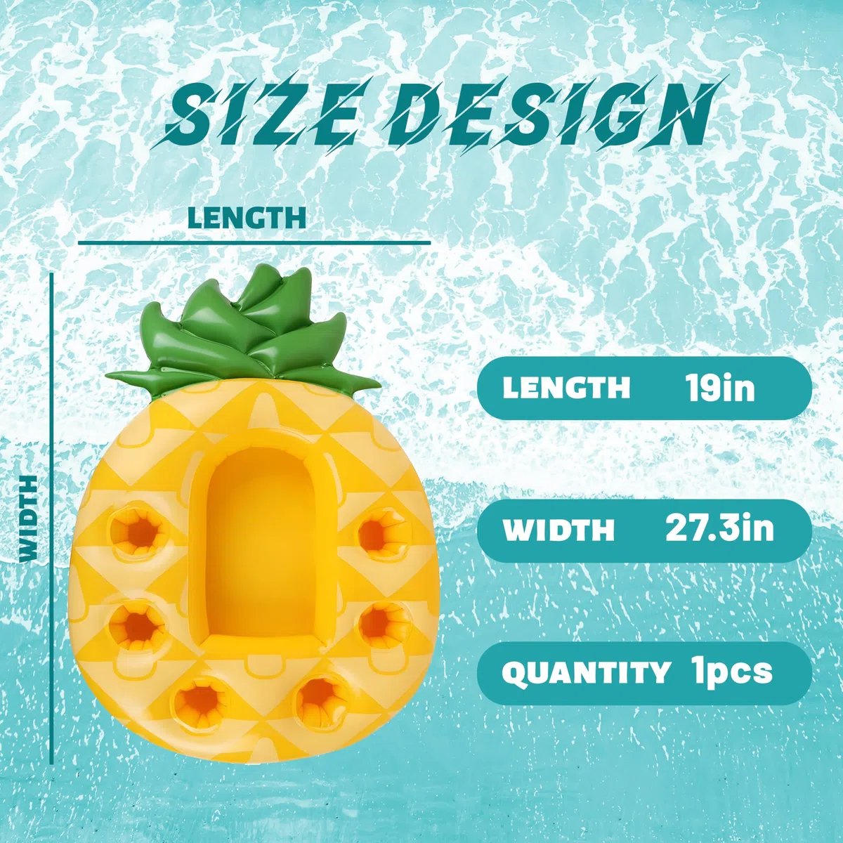 Ananas 7 Fori Portabevande Gonfiabile, yisight Piscina Gonfiabile, Portabicchieri Gonfiabili, Bar Piscina Portabottiglie, Galleggiante Porta Bevande, per l'Estate All'Aperto Piscina Spiaggia