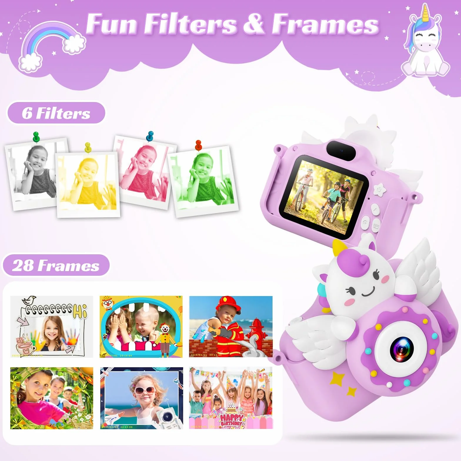 TIATUA Macchina Fotografica Bambini 2.0 Pollici Schermo 32G Card Video Camera Gift for Girls Boy Age 3+