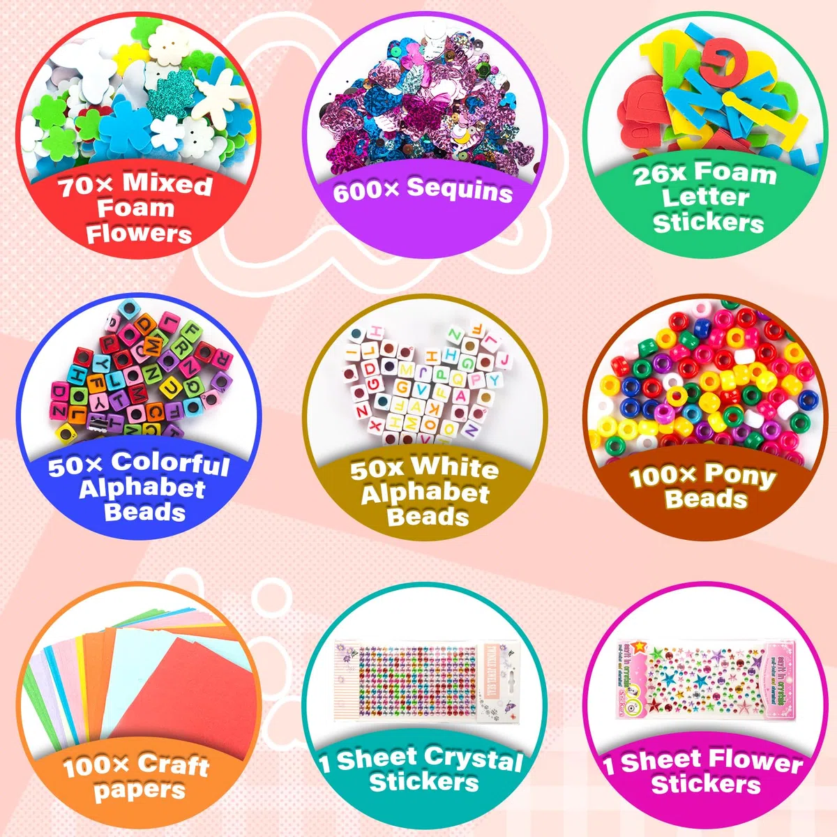 Withosent 2200+ Pezzi Lavoretti Creativi per Bambini, DIY Art Craft Set, Wiggle Occhi, Sticks, Glitter Palla Pompon, Scovolini Pipa, Perline, Kids Mestiere Fai da Te Decorazioni Giocattoli