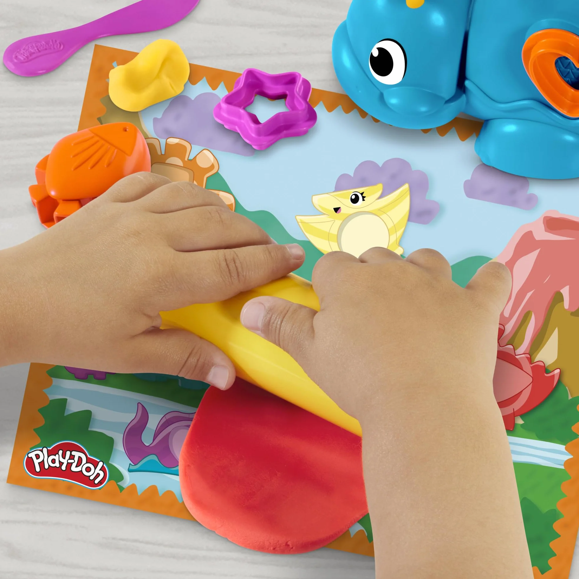 Play-Doh Hasbro, Starter Set Dinosauro Forme e Colori, Arti e Mestieri Creativi per Bambini e Bambine dai 2 Anni in su, Ottima Idea Regalo, Include 6 Vasetti di Pasta Modellabile e Accessori