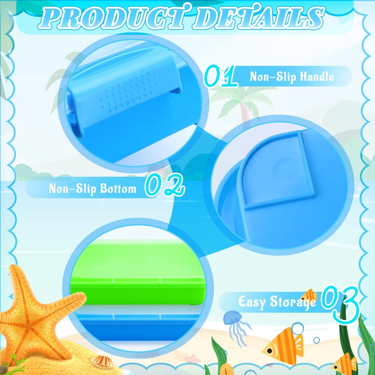 Sandbox con coperchio Sensory Bin con coperchio per bambini, vassoio in plastica, copertura per sandbox Sensory Sandbox contenitore per acqua, sabbia, perle e altro (verde e blu)