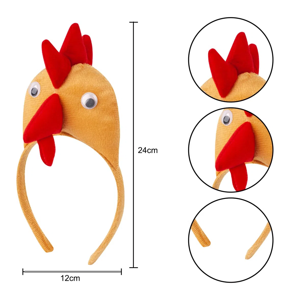 Set di 3 cerchietti per capelli da pollo, con coda di papillon, per Halloween, Pasqua, feste, feste di compleanno, cosplay