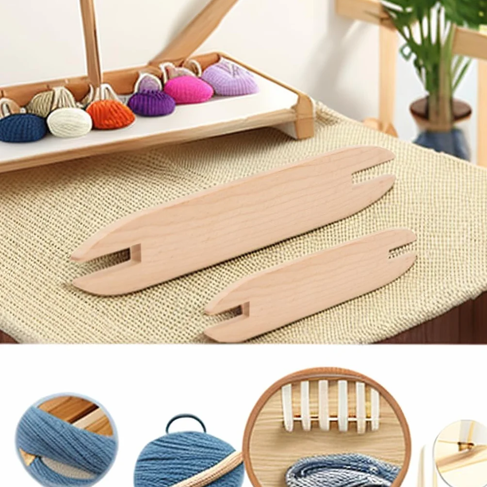 2 pezzi navetta per tessitura in legno, kit di strumenti per tessitura fai-da-te, navette in legno per tessitura bastoncini per artigianato a maglia fai-da-te