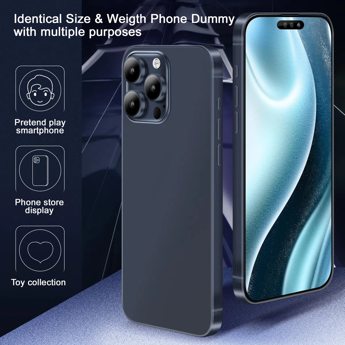 Modello di telefono falso [Senza logo] display fittizio non funzionante replica telefono giocattolo per 15 Plus/Pro/Pro max (per 15 schermo verde nero)