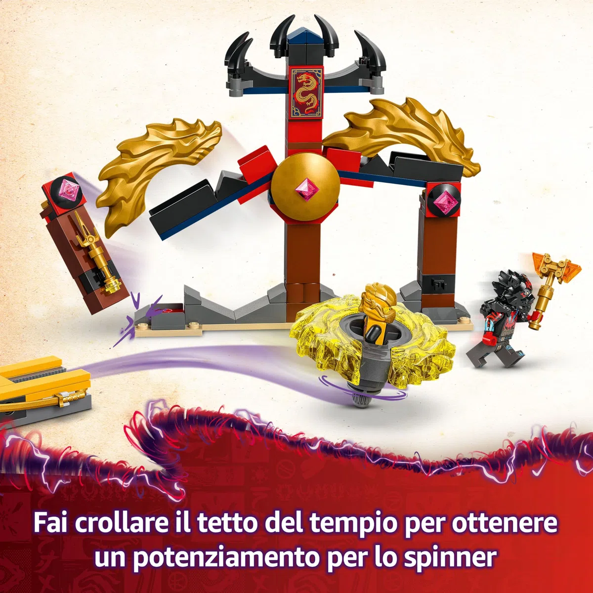 LEGO NINJAGO Battle Pack Draghi dello Spinjitzu - 2 Trottole Giocattolo, Tempio Costruibile, Elementi di Potere e 2 Minifigure, Giochi per Bambini e Bambine da 6 Anni da La Rivolta dei Draghi 71826