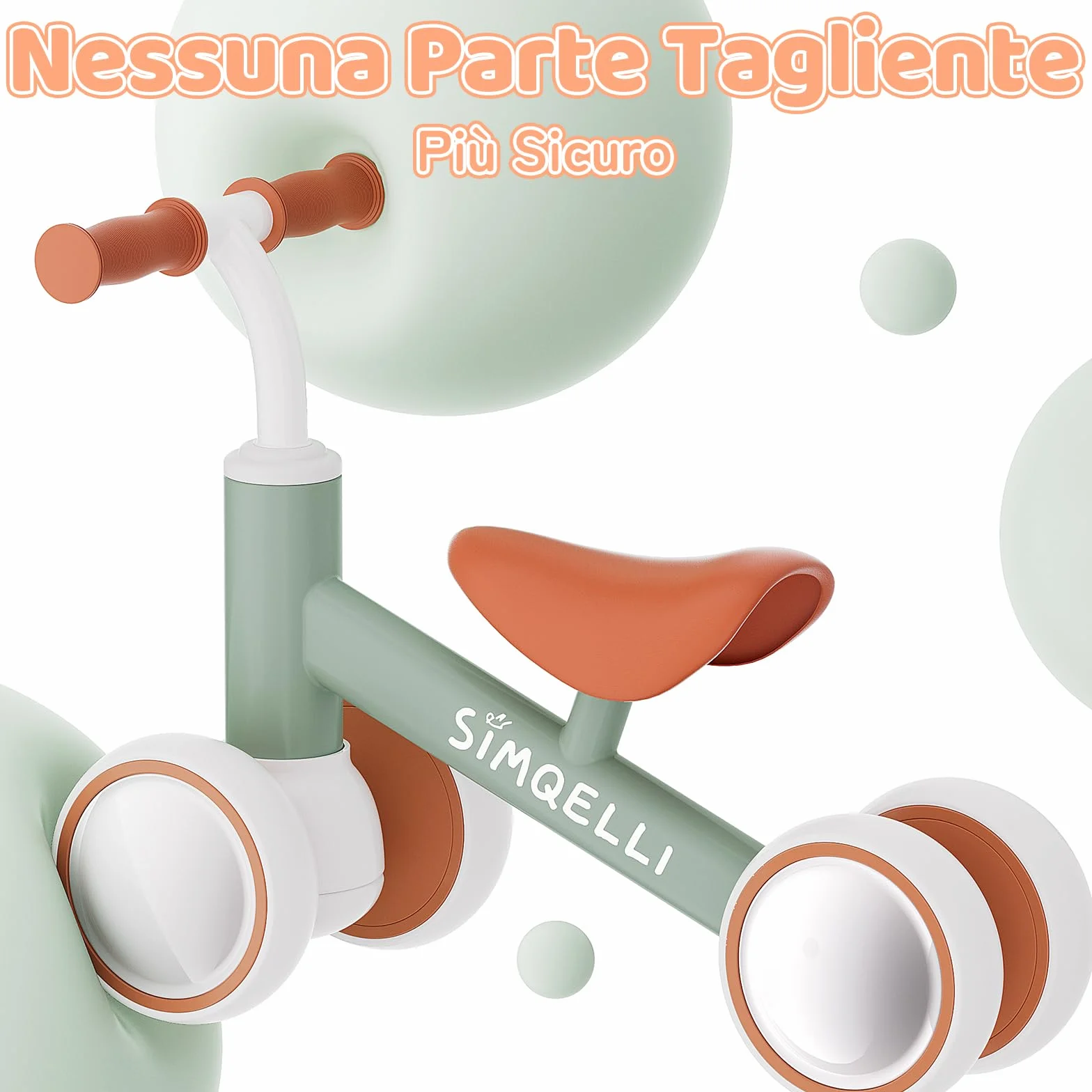 Bicicletta Senza Pedali per 1 Anni (10-24 Mesi), Bicicletta Equilibrio per Bambini, con 4 Ruote Primo Regalo di Compleanno per Bambini e Bambine (Verde)