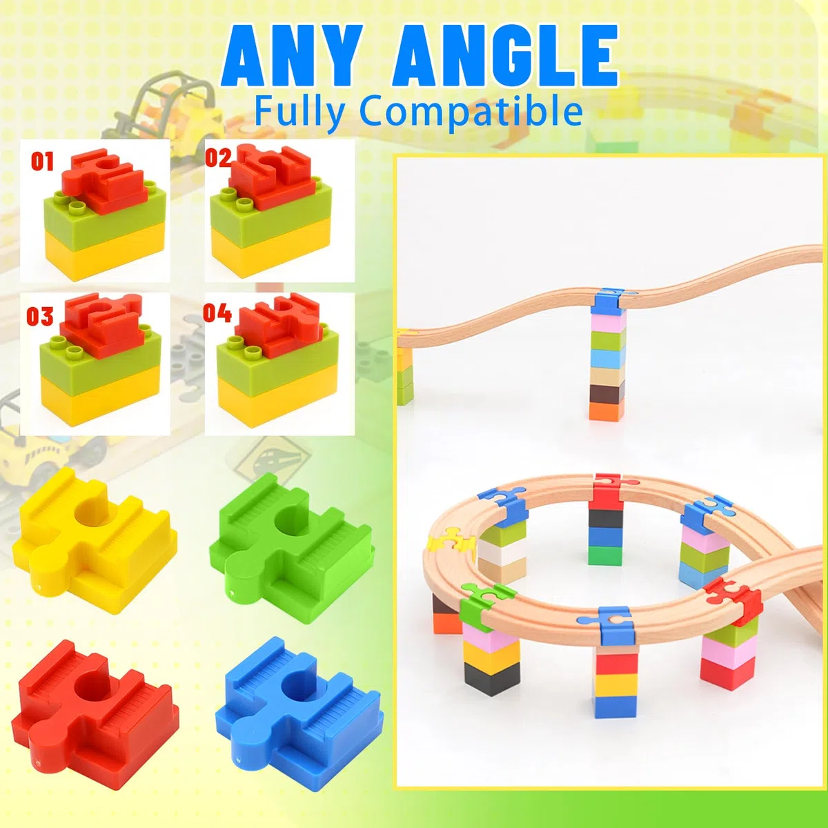 Adattatore per Ferrovia in Legno 28 pezzi Connettori per Ferrovia in Plastica Adatto Giocattoli Trenino Fai da Te Accessori per Bambini di Età Compresa Tra 3 e 7