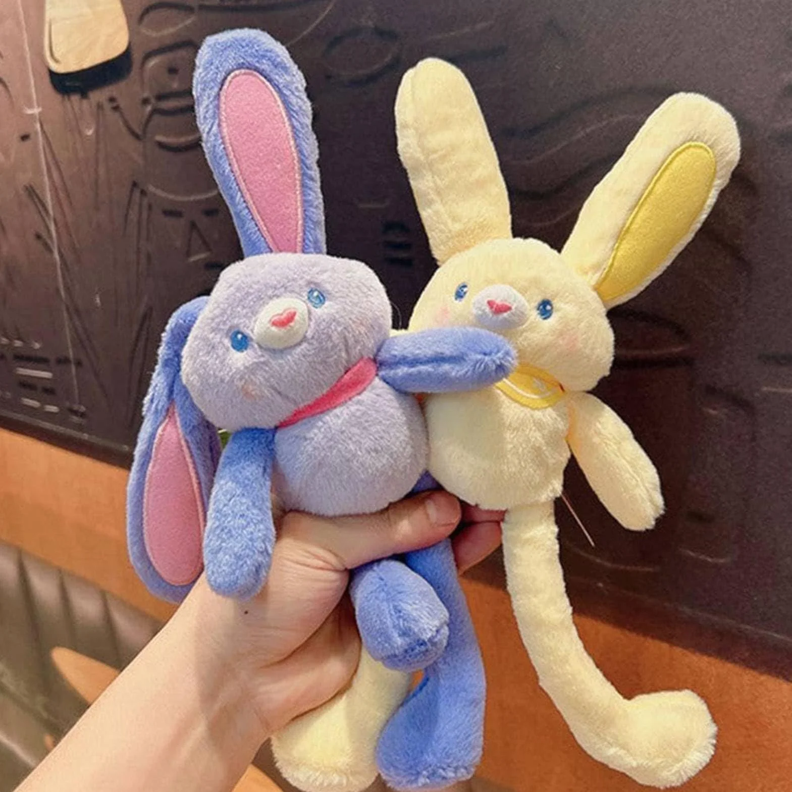 Peluche a forma di coniglio estraibile, divertente giocattolo interattivo a forma di coniglio con orecchie e zampe estraibili, giocattoli a forma di coniglio pasquale estraibile (D)