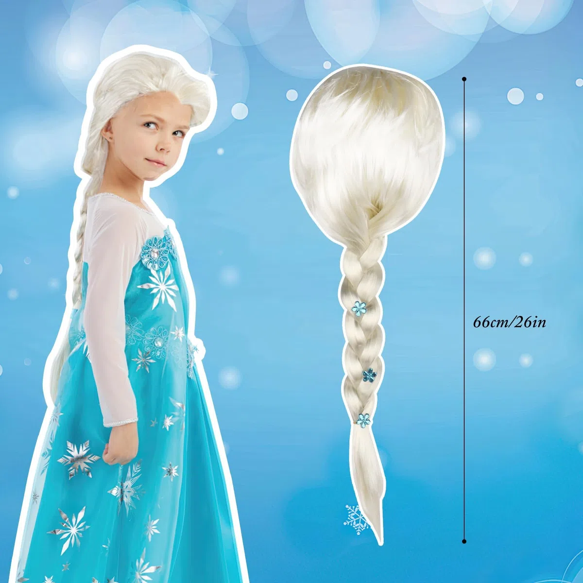 Parrucca Elsa, Parrucche di Elsa, Parrucca Rapunzel Bambina, Principessa ParruccaBionda, PrincipessaParrucca Treccia per Bambini Cosplay Parruccas per Halloween Carnevale Idea Regalo