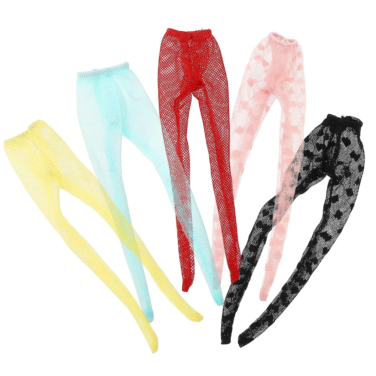 Calze per Bambole 5 Pezzi Set in Rete Colorata, Accessori per Costumi da Bambola, Calzini Decorativi per Gioco e Cosplay, Adatte a Bambole Giocattolo e Modellini