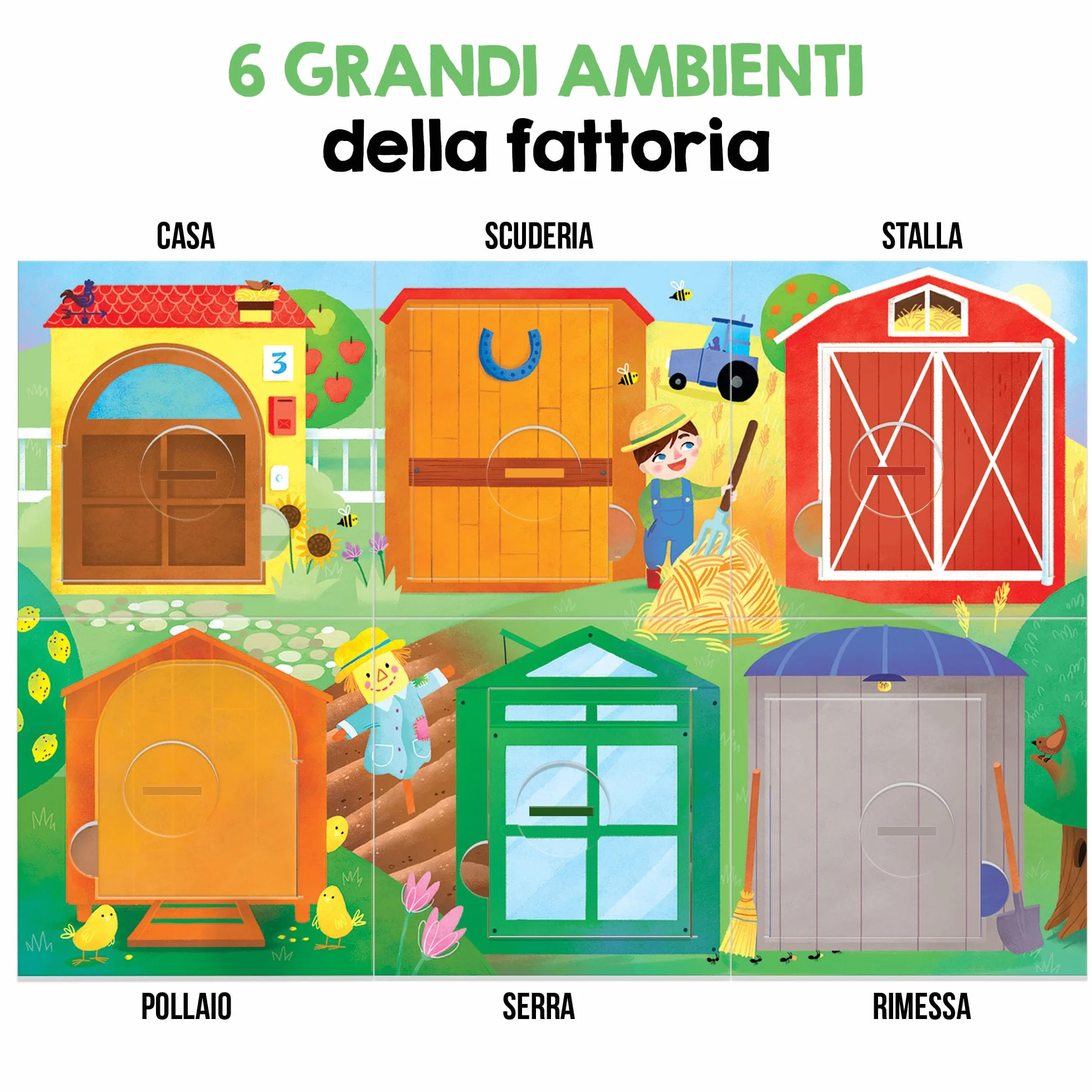 HEADU - Fattoria Apri e Chiudi Montessori - Manualità, Osservazione e Memoria | Giochi Educativi Bambini 2 3 4 Anni, Giochi Montessori, Regalo Bambina 2 anni, Regalo Bambino Natale, Made in Italy