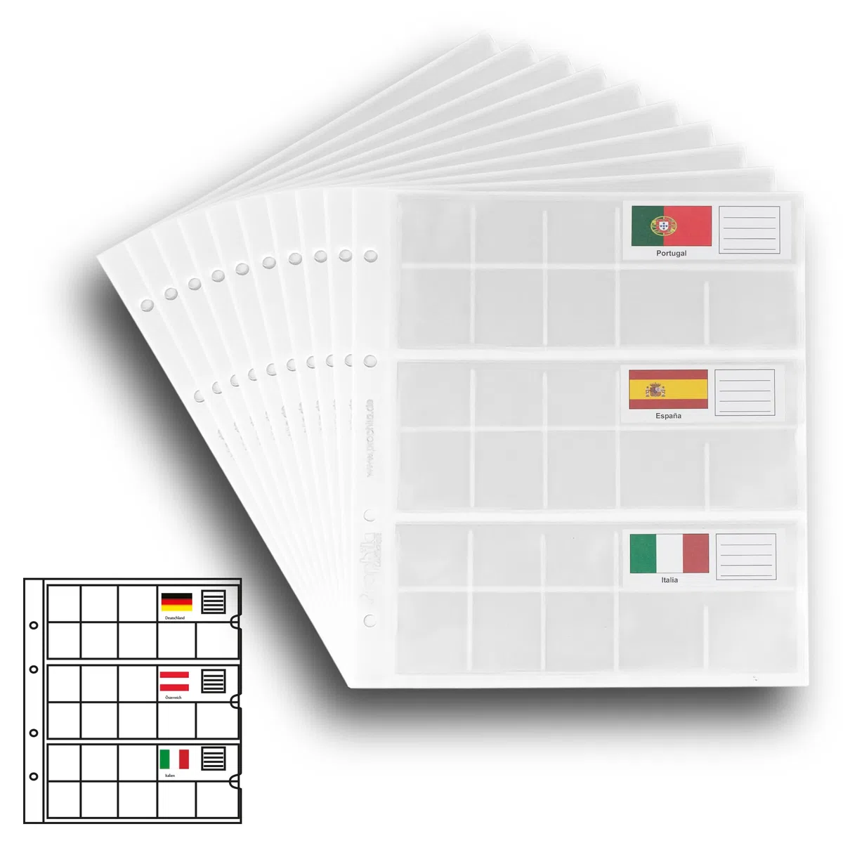 10 Small Prophila Kobra Coin Sheets for Euro Coins with Flags Cards