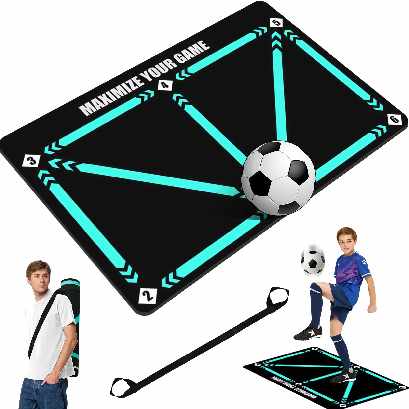 Tappetino da Allenamento per Calcio,90x60cm Tappetino da Calcio,Calcio Tappeto Allenamento,Tappetino da Calcio per Allenamento,Mat Di Allenamento Da Calcio,Allenamento Calcio per Bambini/Adulti