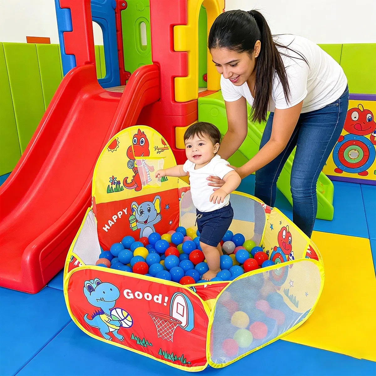 Piscina per palline per bambini - Tenda da gioco pieghevole con canestro da basket, mini vasca per palline addensata | Casetta da gioco portatile per interni ed esterni per il Ringraziamento, complean