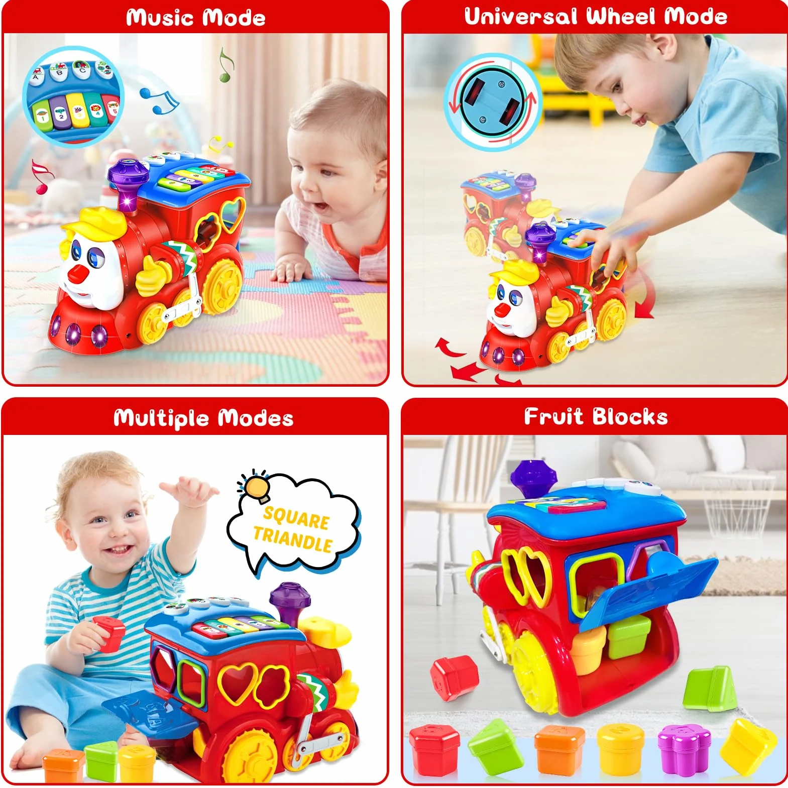 Giochi Bambini 1 2 Anno Treno Musicale Giocattoli Regalo Bambino 1 Anno Educativi l'apprendimento con luci/musicali Compleanno Natale Bambino Bimba Giochi Montessori 1 2 3 Anno Neonato 6 9 12 18 Mesi