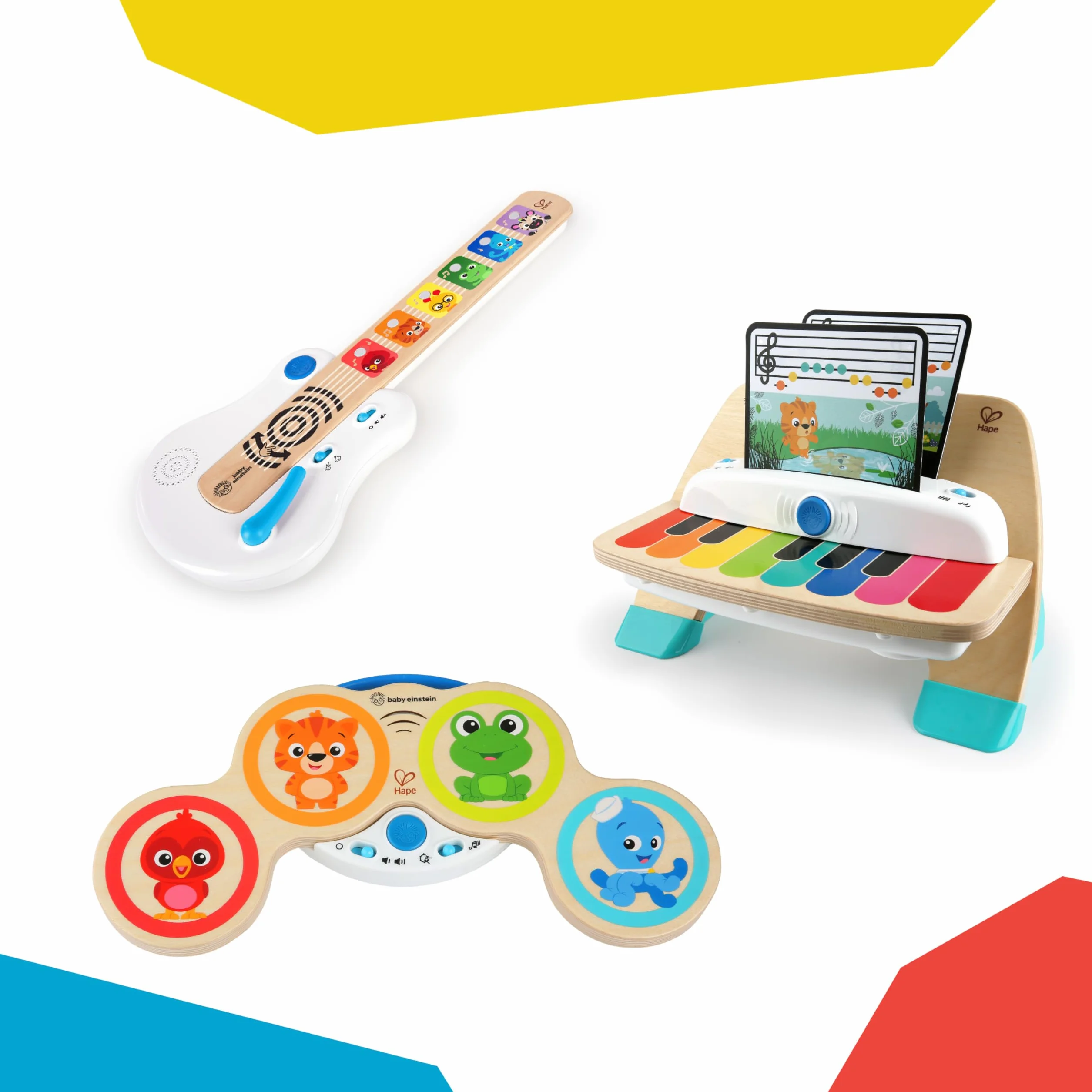 Baby Einstein, Hape, Chitarra Elettronica, Strum Along Songs Magic Touch, Giocattolo Musicale in Legno, 2 Modalità di Gioco, Strumenti Musicali per Bambini, dai 6 Mesi+