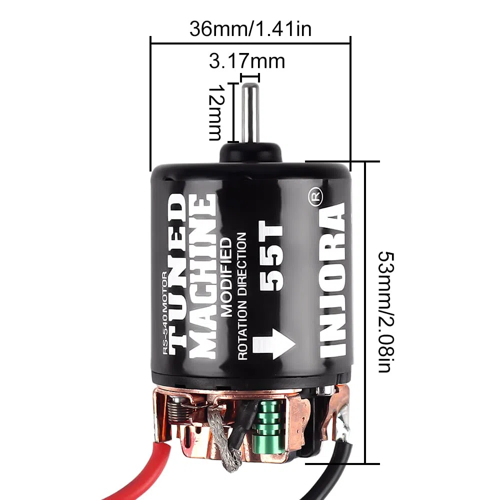 INJORA RC Motor Brushed Waterproof 540 Spazzolato Impermeabile Motore per 1/10 Crawler Axial VS4-10 Redcat Gen 8 7 Pro Enduro SCX10 Pro TRX4 D90 MST CC01 (55T)