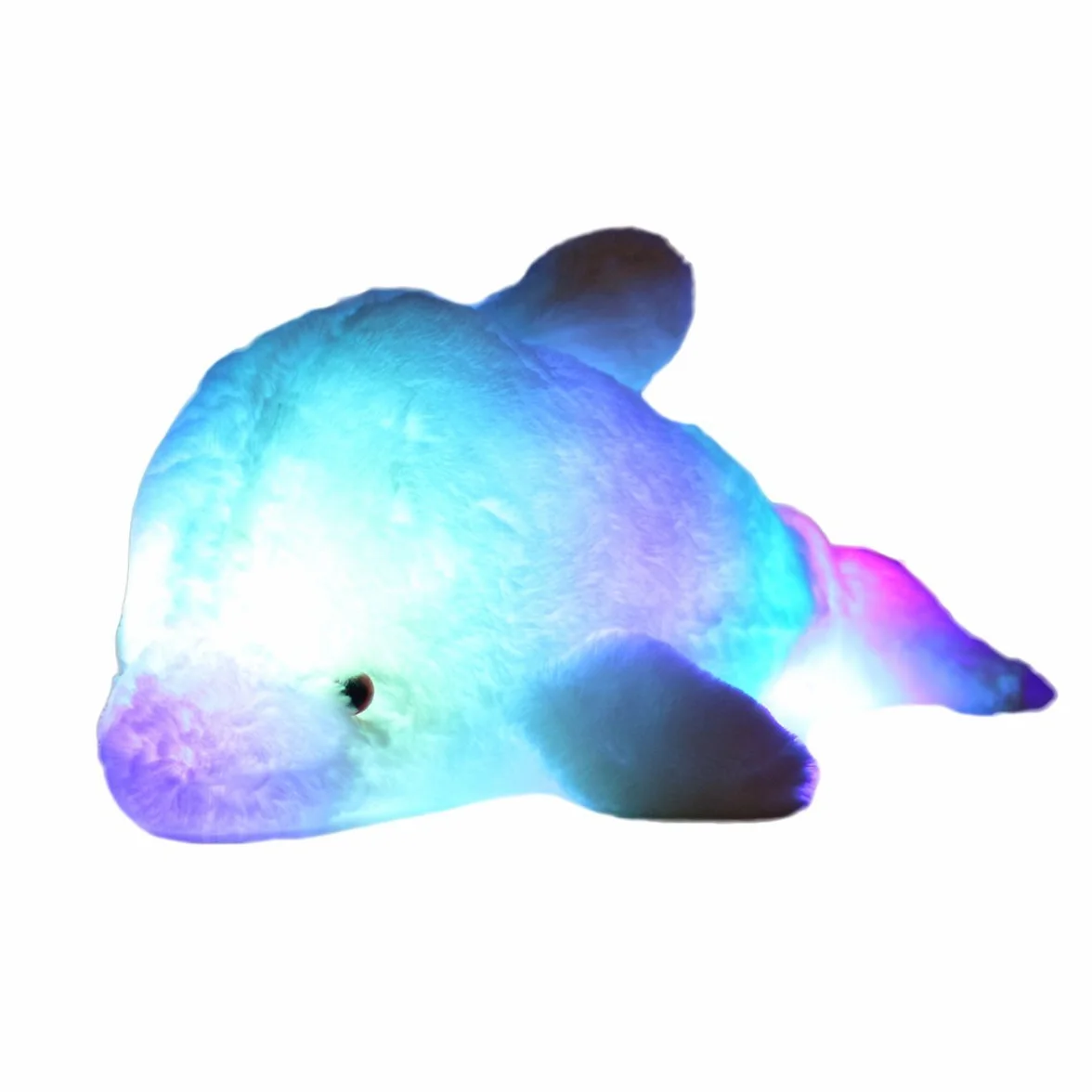 7 cambi di colore LED Lighten Giocattolo farcito con i delfini Cuscino peluche Luce notturna (Blu, 45cm)