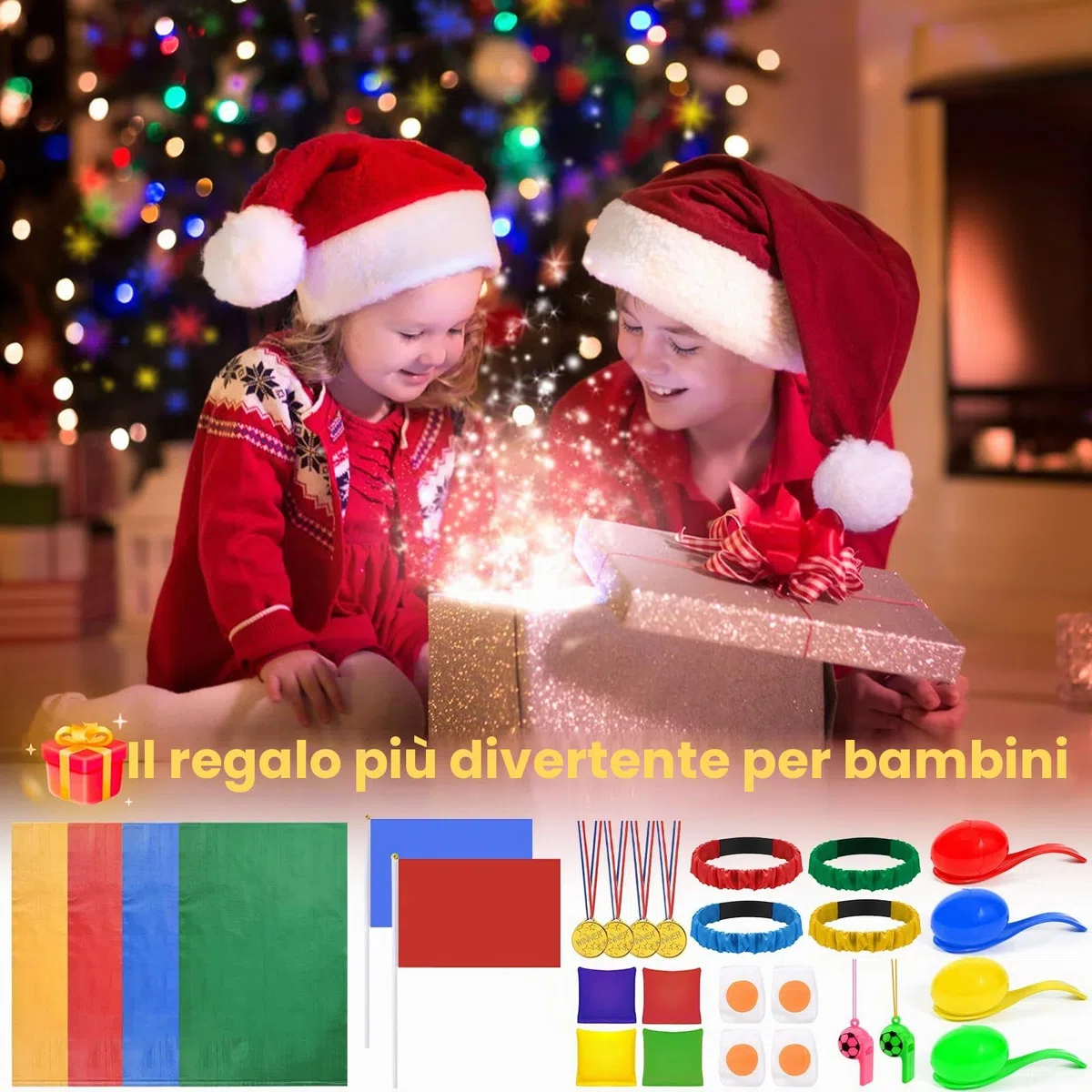 Giochi da Giardino per Bambini, 4 in 1 Giochi All'aperto per bambini, Sacchi di Sabbia, Uova e cucchiai, 3 Giochi di Corse di Gambe, Giochi da Giardino per feste di compleanno