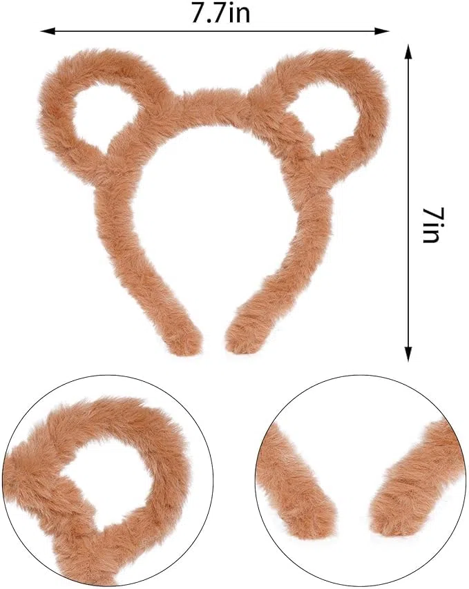 baotongle Set di 5 costumi Chipmunks 3 chipmunk orecchie fascia 1 cornice occhiali 1 cappello rosso per karnaval Halloween party animali accessori costume