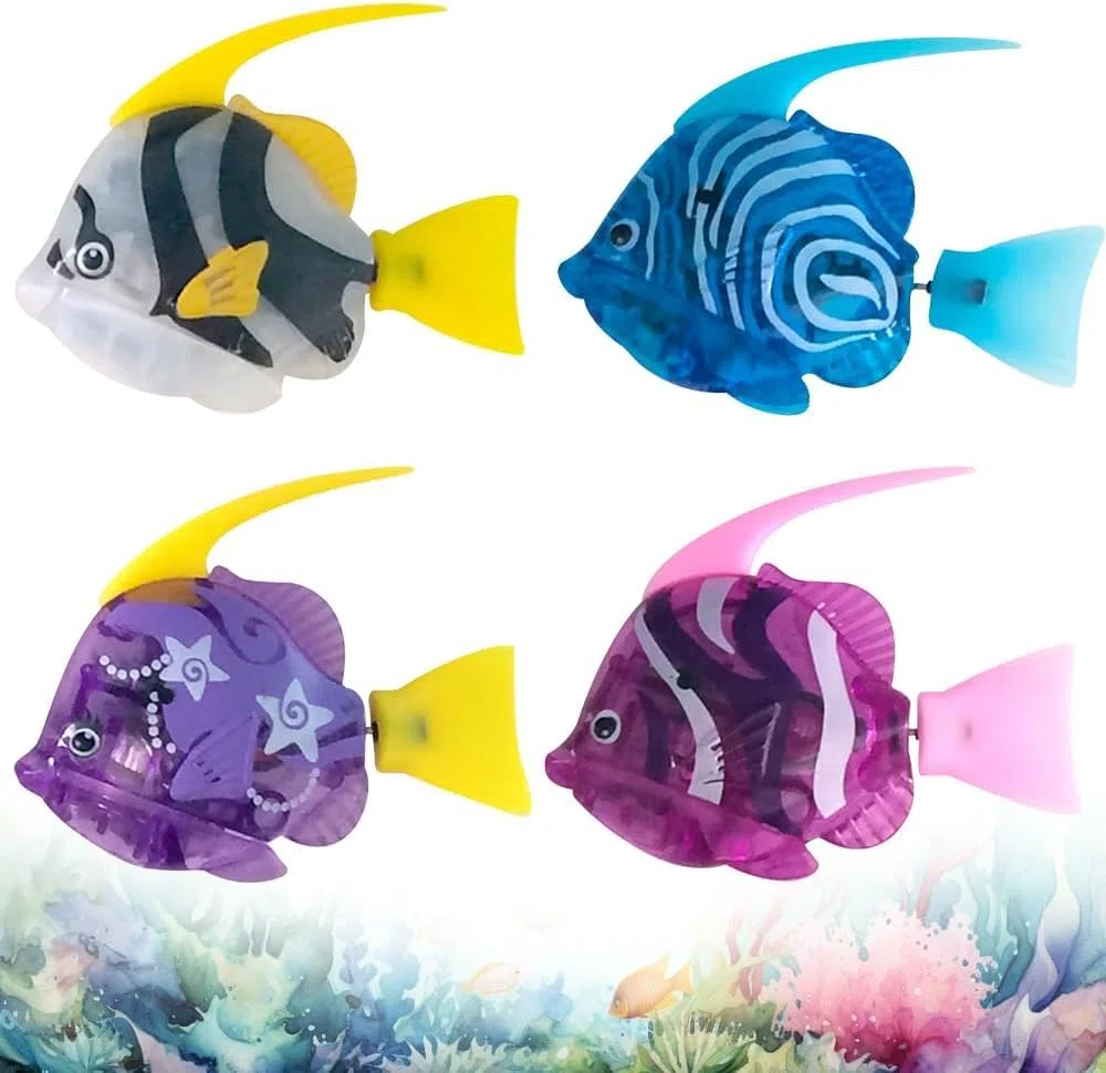 4 Pezzi Pesci Robot da Vasca, Pesci Robo per Bambini, Pesci Robo, Pesci Elettrici con Luci, Giocattolo da Vasca Elettrico a Forma di Pesce, Giocattolo Galleggiante per Bambini e Animali