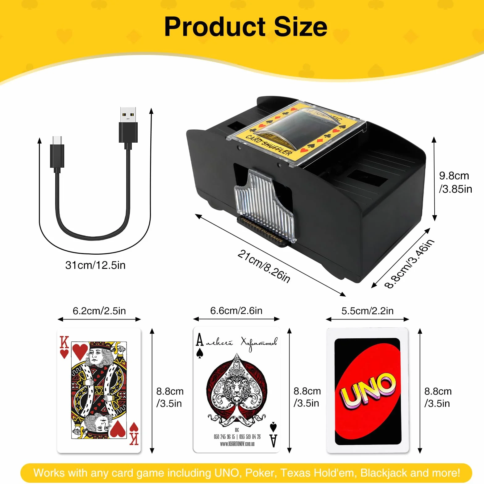 MXTIMWAN Distributore Carte da Gioco Elettronico, Mischia Carte Automatico a 2 Mazzi, USB/Batteria Mescolatore Carte da Gioco, Mescolatore Carte da Gioco per Uno, Poker, Burraco, Blackjack