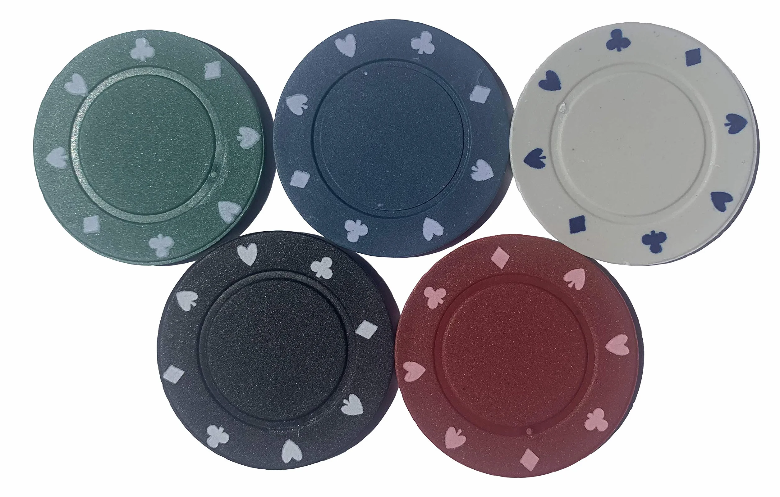 250 fiches da poker adatte – 10 strisce sigillate da 25 fiches – 5 colori