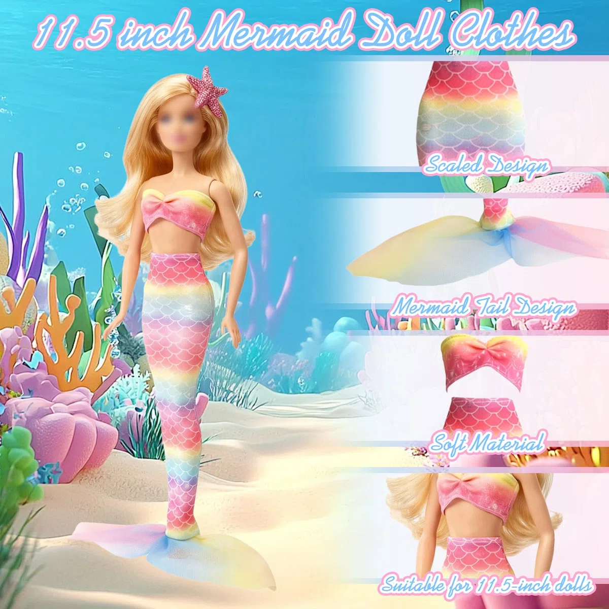 16 vestiti e scarpe per bambole compatibili con Barbie da 29,2 cm, include 1 vestito a sirena, 2 top con cinturino, 2 vestito, 1 pantaloni, 4 set costumi da bagno 5 scarpe, regali per ragazze