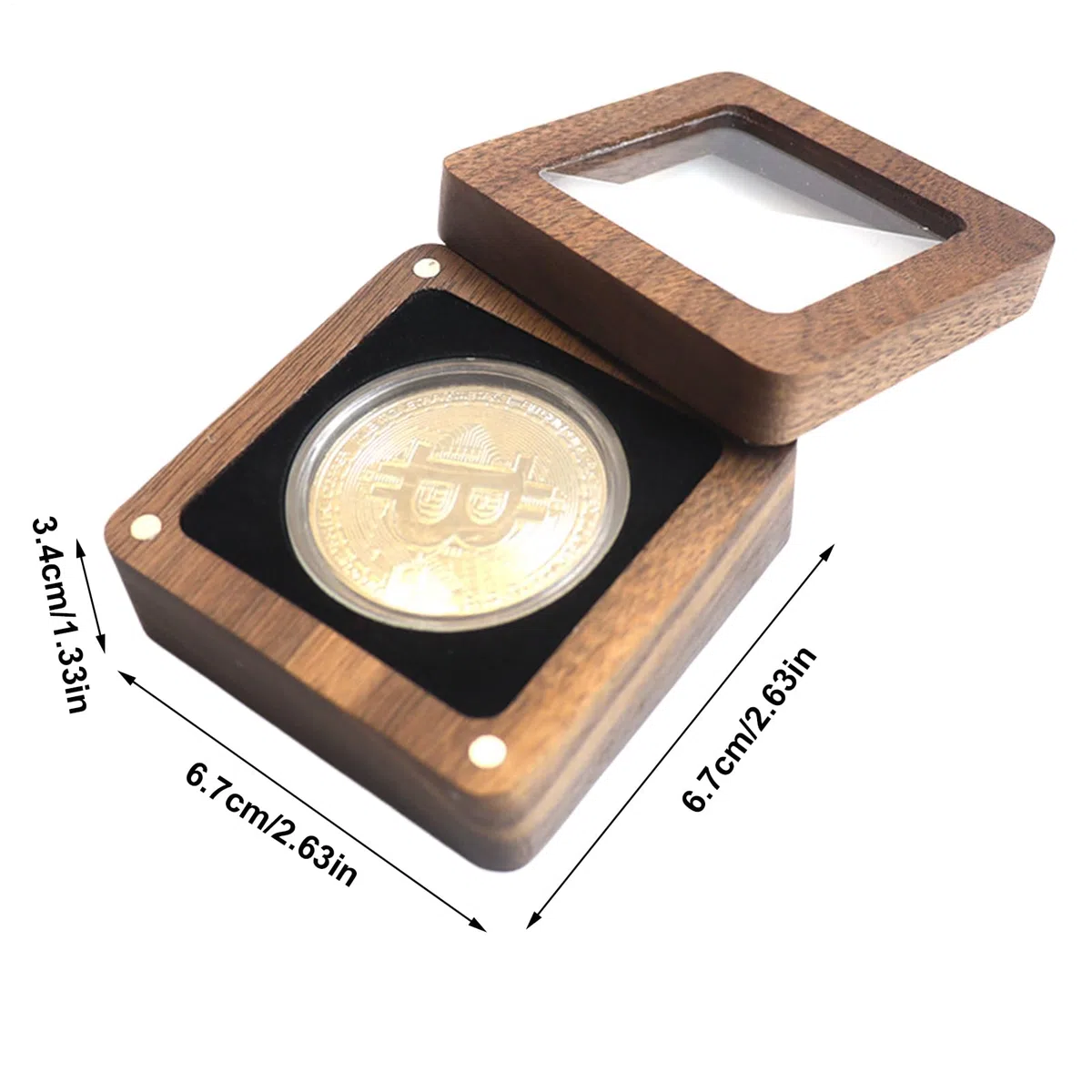Scatola di presentazione per monete – Vetrina moneta singola in legno di noce, porta badge, scatola da collezione | famiglia, amici, colleghi, organizer regalo per monete, medaglie, marchi di valore