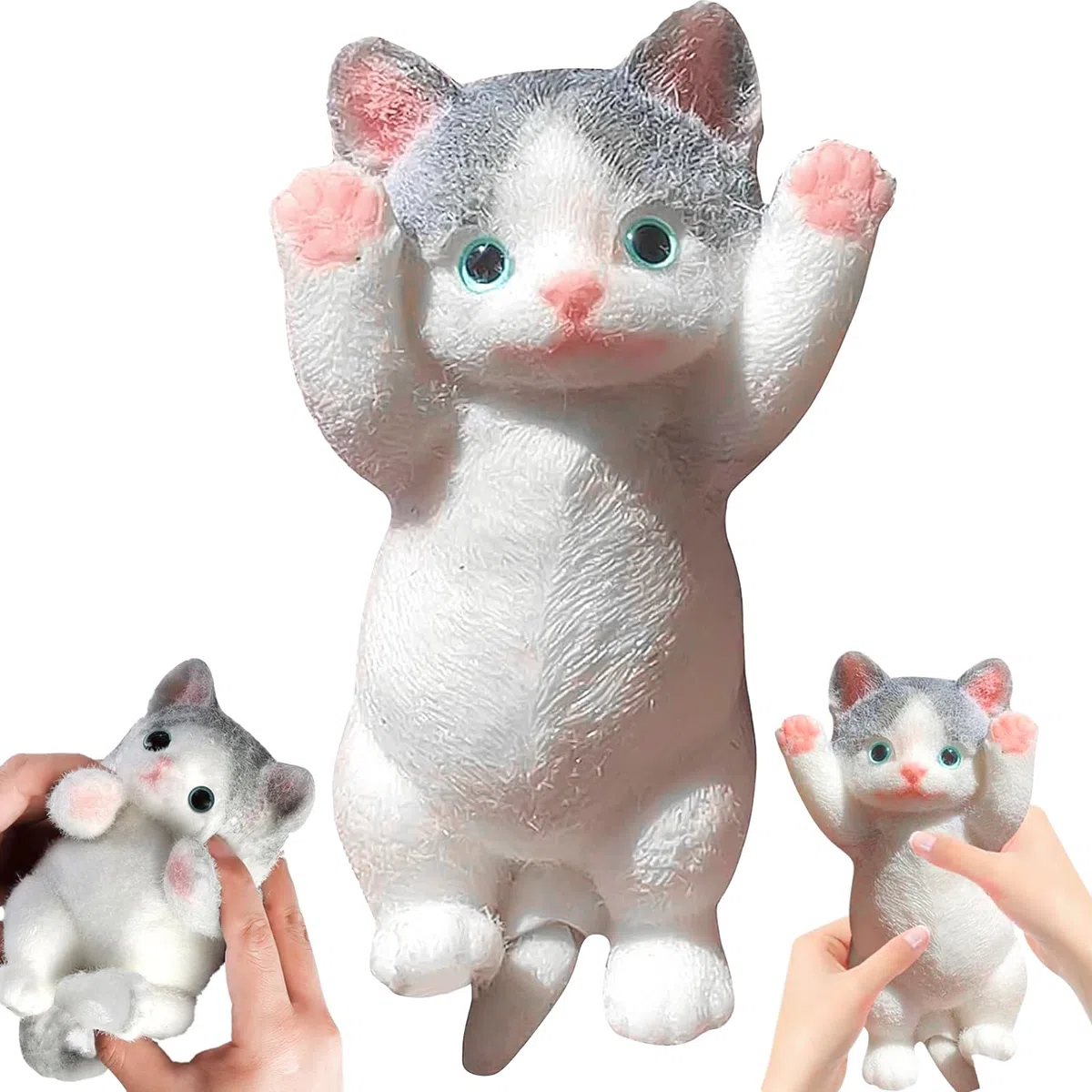 Squishy Gatto, Taba Squishy Giocattolo Antistress Fidget Toys Giocattoli da Spremere di Gatto Regali Antistress per Bambini e Adulti, 20 x 10 cm