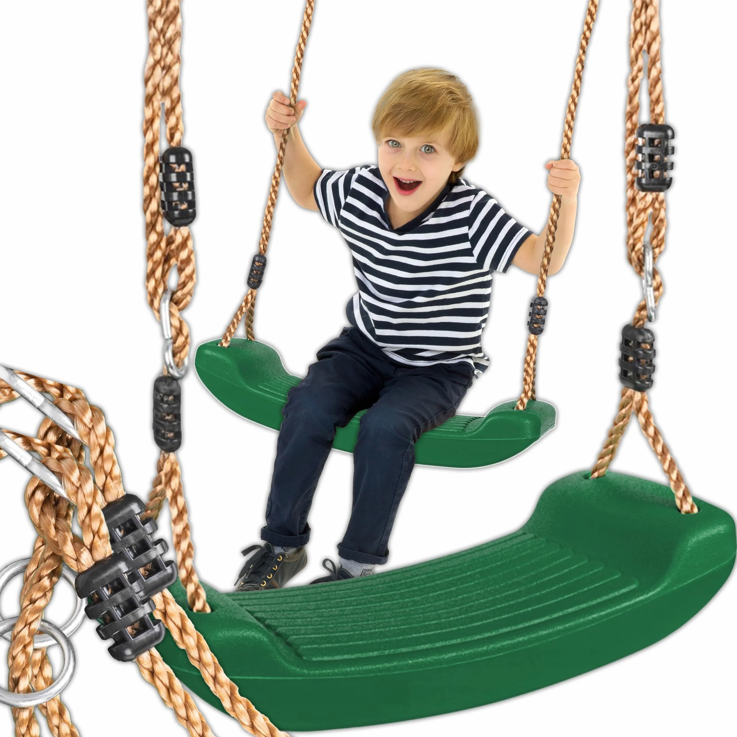 KRUMAD Altalena per bambini, per interni ed esterni, ergonomica, corde regolabili in altezza da 115 a 190 cm, portata fino a 35 kg, resistente alle intemperie, per bambini (verde scuro)