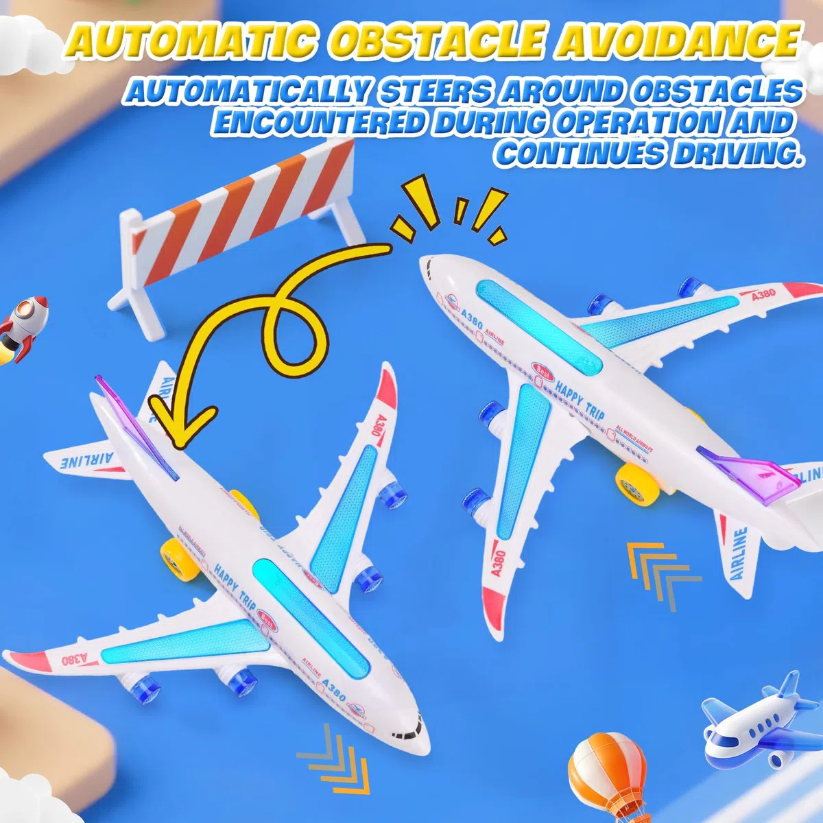 Aereo Giocattolo con Luci LED e Suoni di Decollo Realistici, Funzione Bump and Go, Aeroplano Giocattolo, Ragazzi e Ragazze dai 3 Anni in Su (30cm)