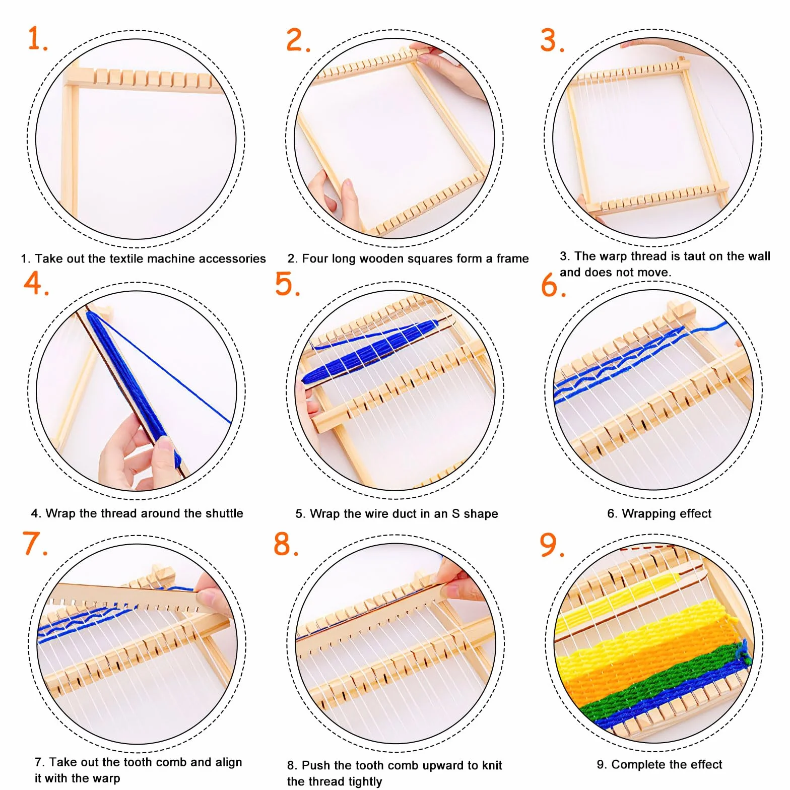 Set di tessiture per bambini, Cornice per bambini con filo e ago per tessitura telaio in legno set di giocattoli per lavori a maglia in legno per principianti Set Telaio per Tessitura per Bambini